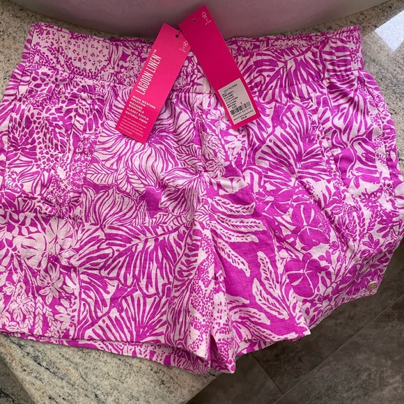Lilly Pulitzer Pants - Lilly Pulitzer Size Small NWT Wild Fuchsia SWIPE RIGHT LILO SHORTS Linen Pull-On